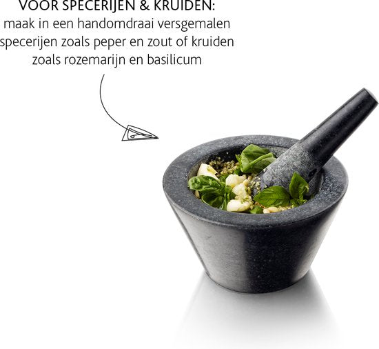 Boska Vijzel Herbs - Graniet - Met stamper - Zwart - Ø 17,5 cm