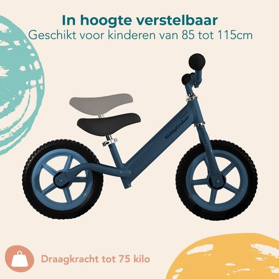 LifeGoods KiddyCruiser Loopfiets - 2 jaar - Jongens en Meisjes - Balance Bike - Marineblauw