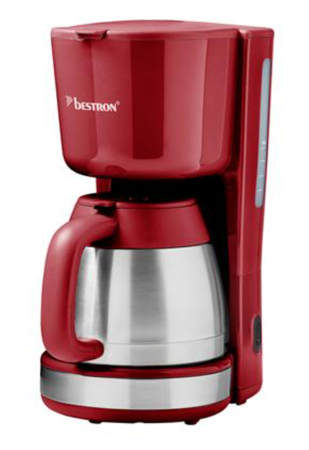 Bestron ACM100SPNR Koffiezetter – 8 Kopjes – 1 L – 900 W – Rood – 33,7 × 27 × 16,5 cm