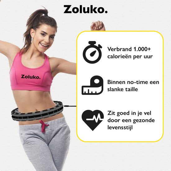 Zoluko Hoelahoep XXL - 130 cm Omtrek - Hula Hoop - Hoepel - Hoelahoep Fitness - Hula Hoop Fitness - Fitness Hoepel - Weighted Hula Hoop - Weight Hoop - Hoelahoep met Gewicht - Hoelahoep Volwassenen - Hoepel Fitness - Body Hoop - Zwart