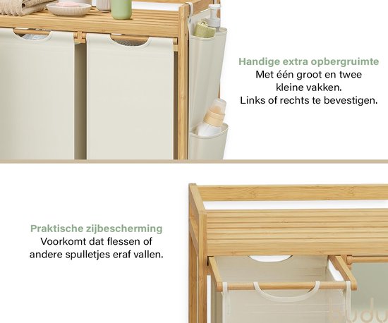 Budu Wasmand 3 vakken - Wassorteerder - Wasmanden Bamboe - 150L