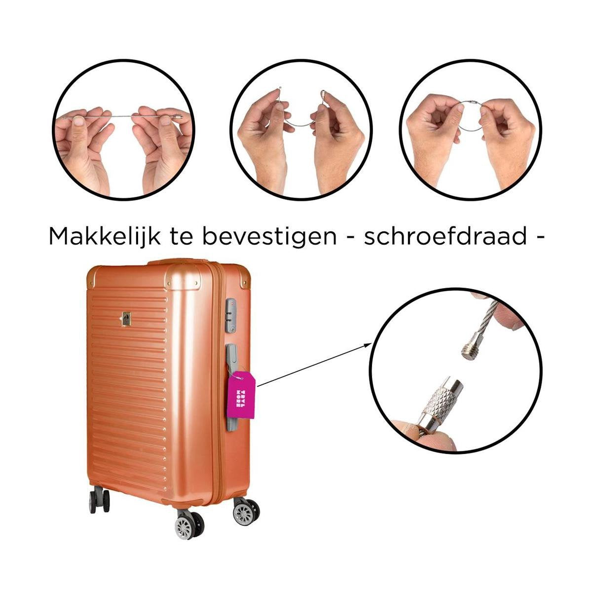 TRVLMORE Kofferlabel - 7 Stuks - voor Koffers en Tassen - Meerdere kleuren