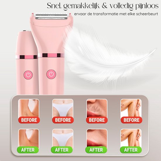 2-in-1 Ladyshave + Extra Scheerkop - Gezicht - Oksels - Benen - Bikinilijn - Scheerapparaat Vrouw - Ontharingsapparaat Electrisch Ontharen - Gezichtsontharing Dames - Trimmer Vrouw - Ladyshaves Bikini - USB Oplaadbaar