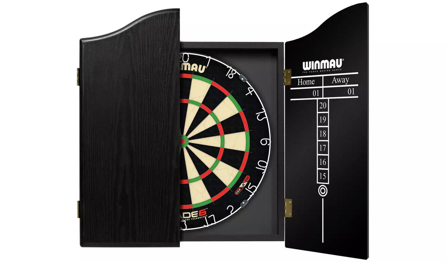 Winmau Blade 6 dartset met opbergkast – Zwart – 60×54×8 cm