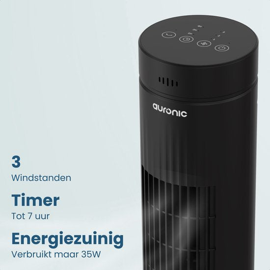 Auronic Torenventilator - Met Afstandsbediening en Timer - Ventilator - 60° Oscillatie - 76 cm - Zwart