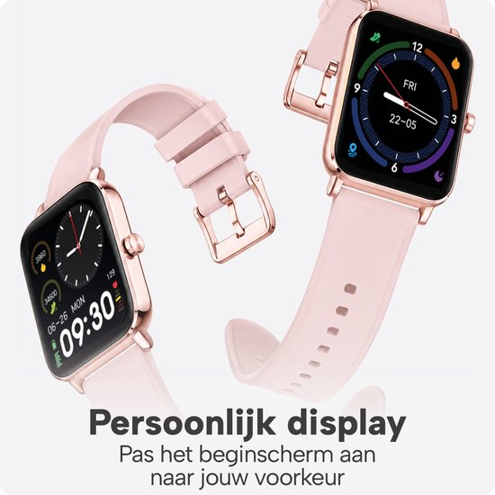 Smartwatch voor Dames en Heren - Stappenteller, Bloeddrukmeter en Hartslagmeter - Sporthorloge - Spatwaterdicht – Roze - BREND BR-2223