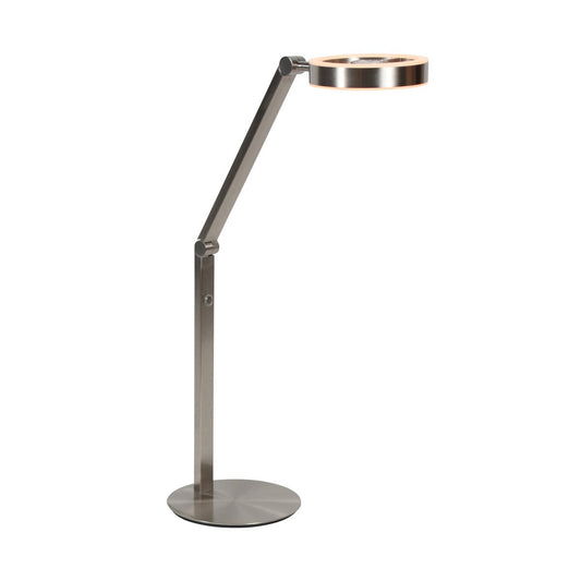 Tafellamp Ringlux 4139ST van Steinhauer - Elegante lamp van geborsteld staal, hoogte verstelbaar van 40 tot 75 cm, met dubbele LED-verlichting en touchdimmer.