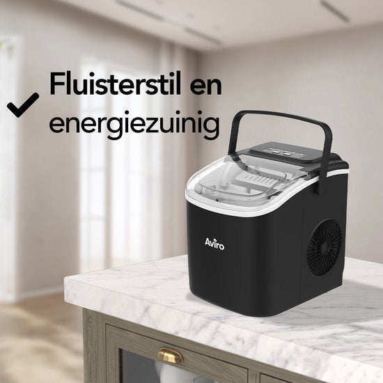 Infinity Goods IJsblokjesmachine - 1,3L - Met IJsschep - Zelfreinigingsfunctie - 12KG / 24U - 9 Blokjes / 6 Min - Zwart