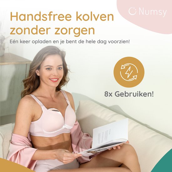 Numsy Elektrische Draadloze Borstkolf Enkel - Handsfree - BPA Vrij - Enkele