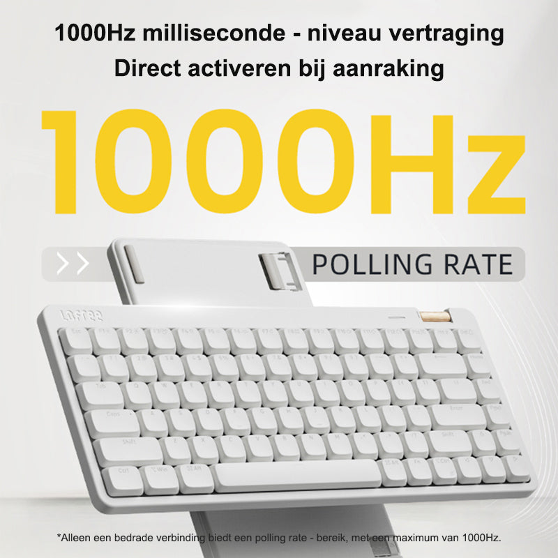 Lofree OE921 75% kantoortoetsenbord, tri-mode, US QWERTY-indeling, 84 toetsen, laagprofiel lineaire switches, 2000 mAh batterij, volumewiel, roze