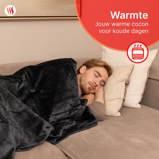 Seranova Elektrische Deken Light - 160x120 cm - 1 persoons Warmtedeken - Dubbelzijdig Fleece - Knuffeldeken - Grijs