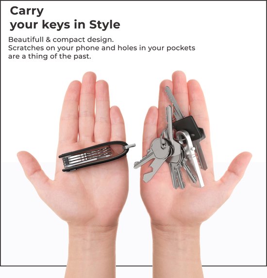 Northwall Sleutelhanger / Sleutel Organizer - 100% Echt Leer - Key Organizer Sleutelhanger - 2 tot 7 Sleutels (zwart)