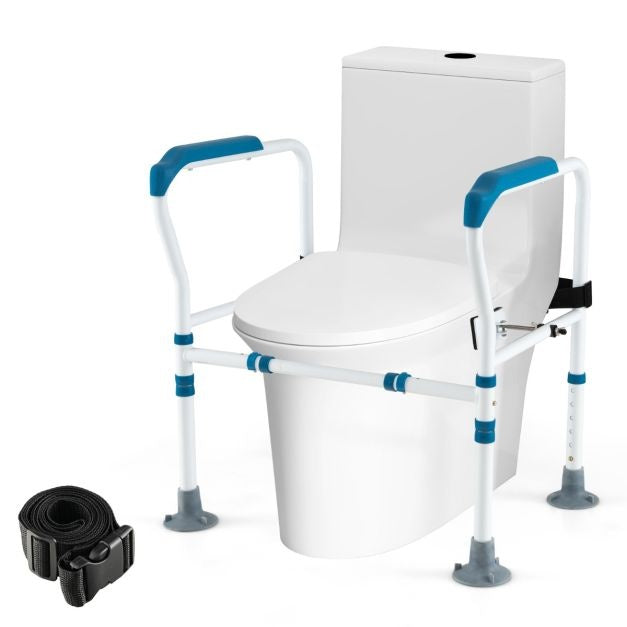 Coast Toiletsteunframe - 6-voudig Verstelbaar, Antislip, Senioren - B 62-68 x H 65,5-78 cm - Koolstofstaal/HDPE - Blauw/Wit