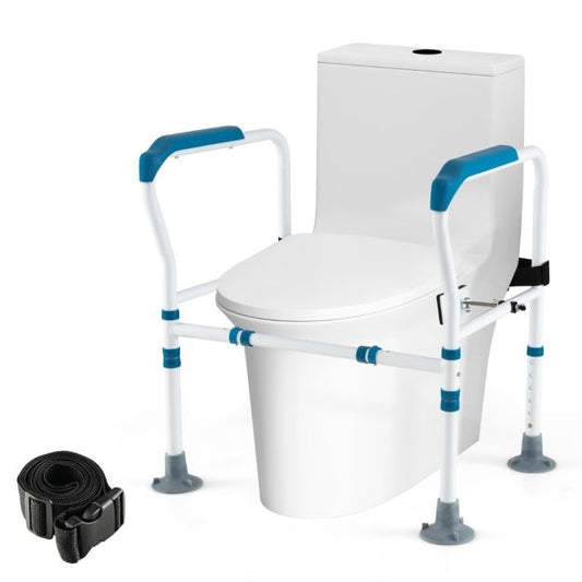 Coast Toiletsteunframe - 6-voudig Verstelbaar, Antislip, Senioren - B 62-68 x H 65,5-78 cm - Koolstofstaal/HDPE - Blauw/Wit