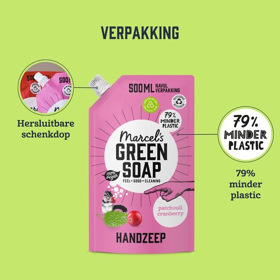 Marcel's Green Soap Handzeep Navulling - Patchouli & Cranberry - 500 ml