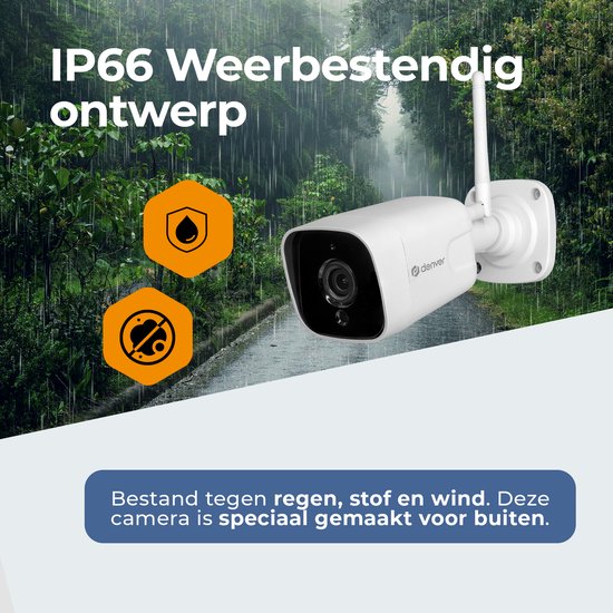 Denver Beveiligingscamera Buiten en Binnen - met Nachtzicht - Met WiFi & App - Full HD - Bewegingsdetectie - IOC241