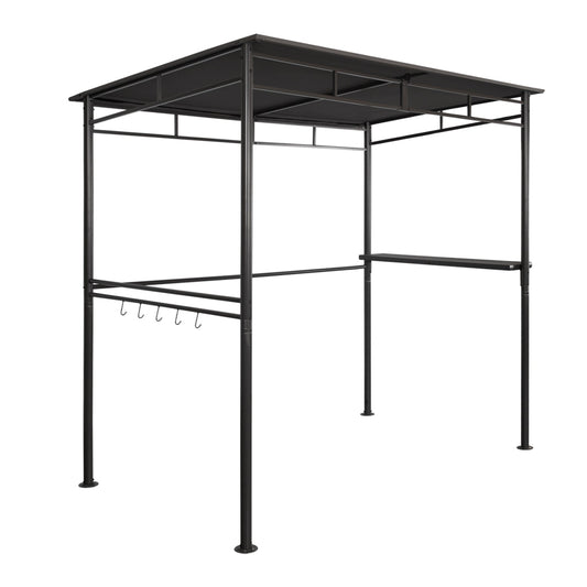 Angel Living Grillpaviljoen - 218 x 150 x 215 cm - Met Zijplank en 5 Haken - UV-bescherming - Staal - Grijs
