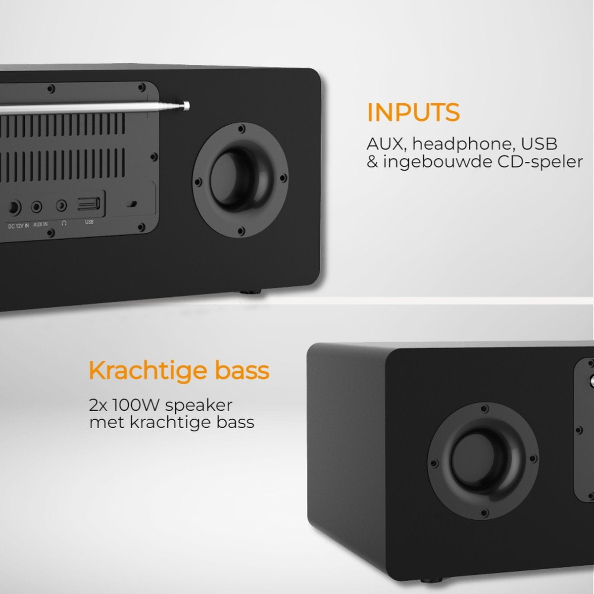 Denver - Internetradio & DAB+ Radio - MIR-270 - 2,4 inch Kleurenscherm - 200W Bluetooth & CD-speler - USB & AUX - Kunststof & Metaal - Zwart