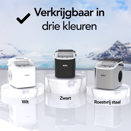 Aviro IJsblokjesmachine - 1,3L - Met IJsschep - Zelfreinigingsfunctie - 12KG / 24U - 9 Blokjes / 6 Min - Wit