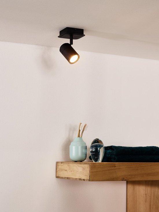 Lucide LENNERT - Plafondspot (Plafondlamp) Badkamer - LED Dimbaar - GU10 - 1x5W 3000K - IP44 - Zwart