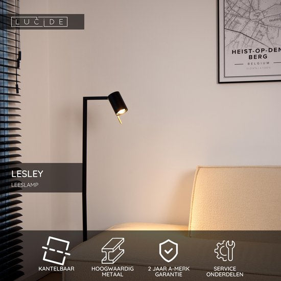 Lucide LESLEY - Leeslamp - 1xGU10 (MR16) - Zwart
