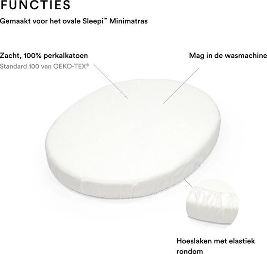 Stokke® Sleepi™ V2 / V3 Mini Hoeslaken Wit