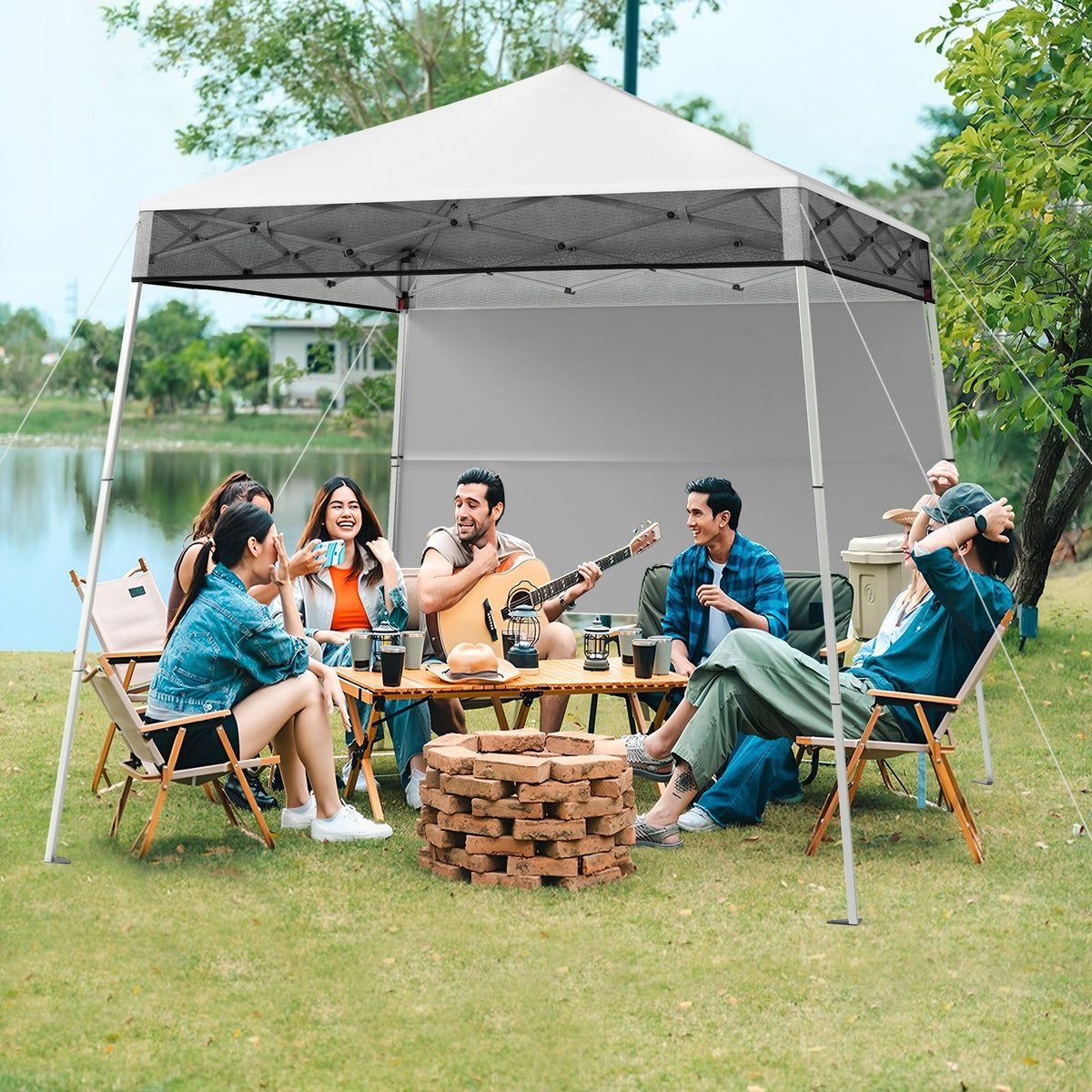 Coast Pop-up vouwpaviljoen 2 x 2 m – hoogteverstelbaar – met zijwand – waterdicht – wit