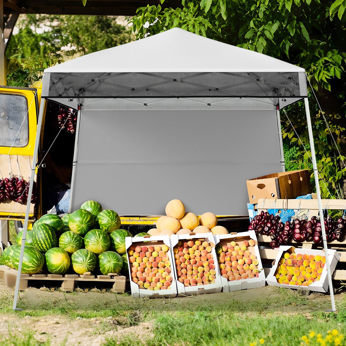 Coast Pop-up vouwpaviljoen 2 x 2 m – hoogteverstelbaar – met zijwand – waterdicht – wit