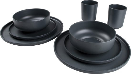 Bo-Camp - Industrial - Servies - Patom - 16 Stuks - Antraciet