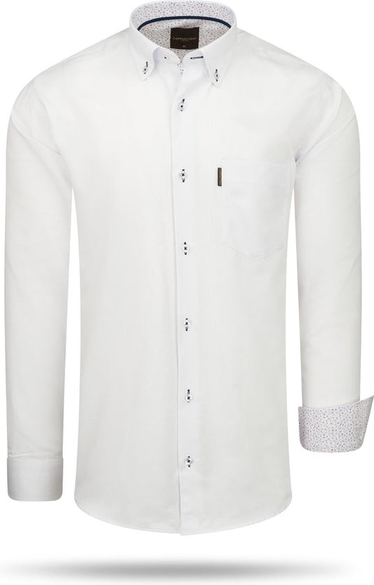 Cappuccino Italia - Heren Overhemd - Borstzakje - Wit - XL