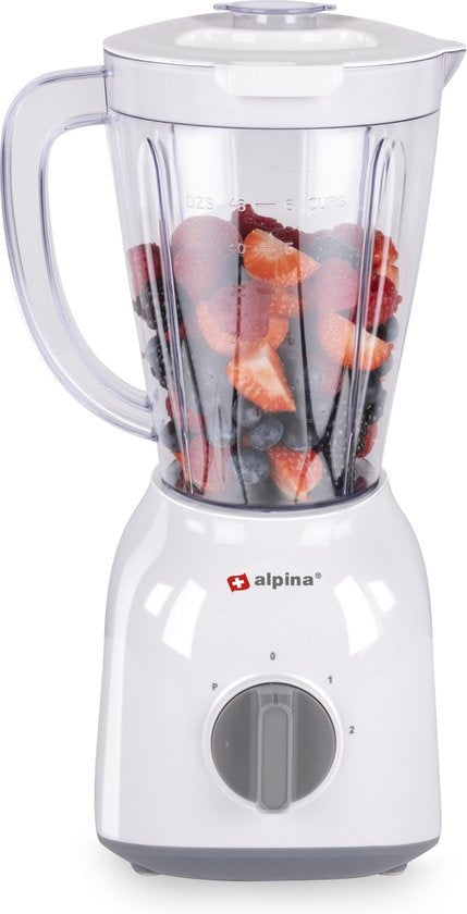 alpina Blender - 1,5 Liter - 400 Watt - Turbofunctie - Kunststof Kan - Wit