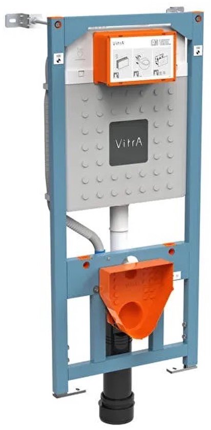 VitrA - Compleet Bidet WC-Set voorwandinstallatie - VitrA Integra Round randloos bidet toilet en zitting + VitrA V-Fix Prime Inbouwreservoir + VitrA Origin bedieningsplaat wit