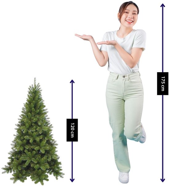 Triumph Tree Tuscan Kerstboom - Kunstboom met Natuurlijke Uitstraling en Kleurcodes - Kerstversiering voor Binnen zonder Onderhoud - Insteekconstructie - 120 x 81 cm - Groen