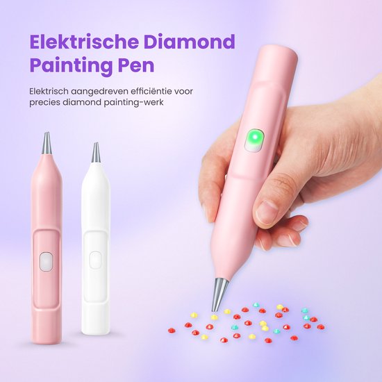 Rubye® – Elektrische Diamant Schilder Pen – Met Vacuümtechniek – Oplaadbaar via USB-C – Comfortabel in Gebruik – Voor Ronde en Vierkante Steentjes – Roze