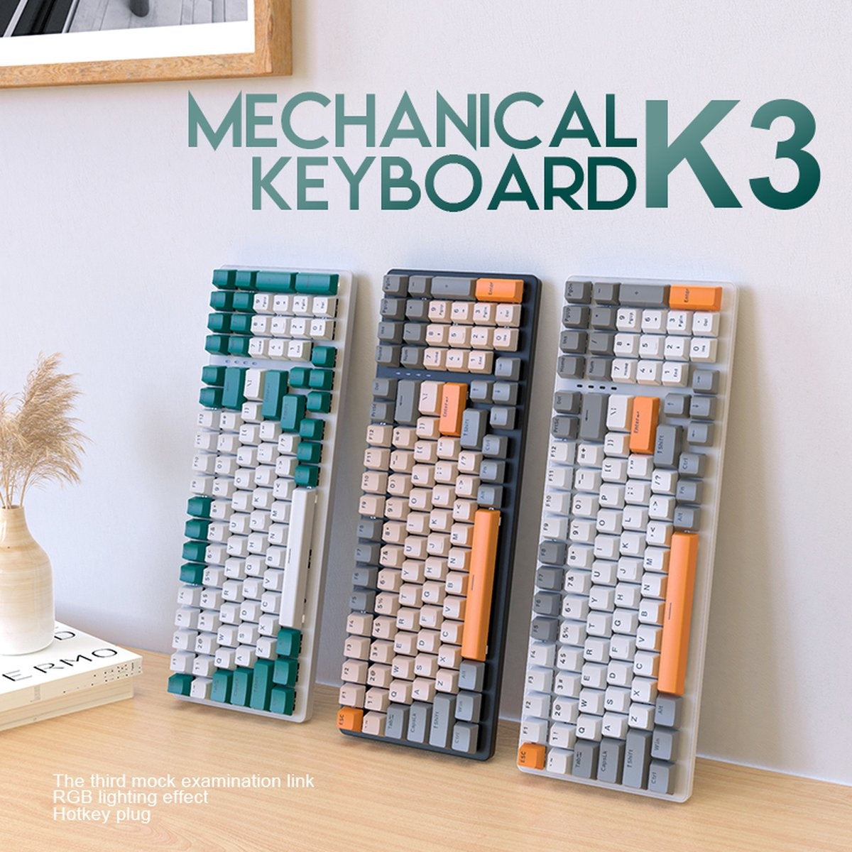 Fuegobird K3 Mechanisch Gaming Toetsenbord - 100keys - Rood Switch - QWERTY - Mechanical RGB Backlight Keyboard - Shimmer