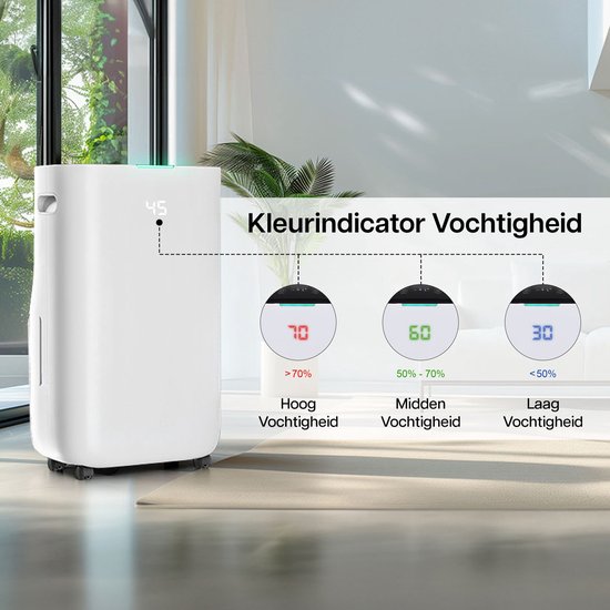 Komodo Luchtontvochtiger Humi S - 25L Per Dag - Slaapkamer, Badkamer, Huis & Kelder - Dehumidifier - Was-droog Functie - Voorkomt Schimmel