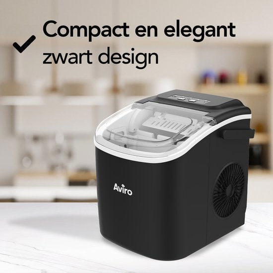 Infinity Goods IJsblokjesmachine - 1,3L - Met IJsschep - Zelfreinigingsfunctie - 12KG / 24U - 9 Blokjes / 6 Min - Zwart