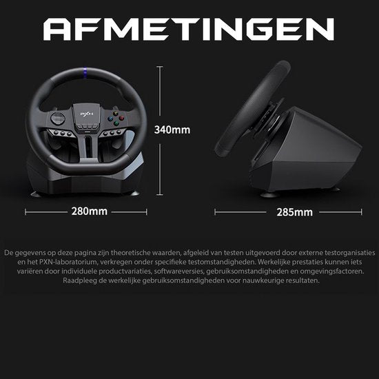 PXN - V900 Gen 2 - Race Stuur - Met Pedalen & Flippers - 270 / 900° - Game Stuur - Geschikt voor PS4 - PC - PS3 - Switch - Xbox X/S Series