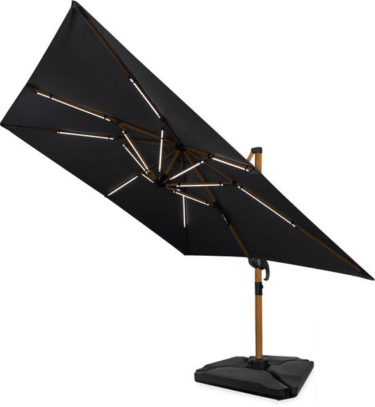VONROC LED Parasolverlichting - 15 lichtstrips - warm wit - voor VONROC zweefparasols Bardolino en Pisogne of baleinen vanaf 69 cm - oplaadbare 2600 mAh accu – (parasol niet inbegrepen)
