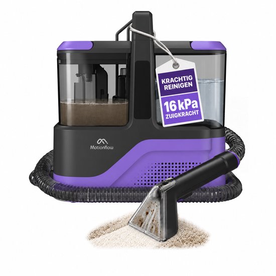 Motionflow Tapijtreiniger Go! - Krachtige 16 kPa Vlekkenreiniger en Zetelreiniger - Reinigingsmachine voor bank, vloer, auto en tapijt - Carpet Cleaner