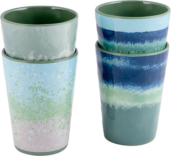 Bo-Camp - Beker - Halo - Blauw/Groen - 4 Stuks