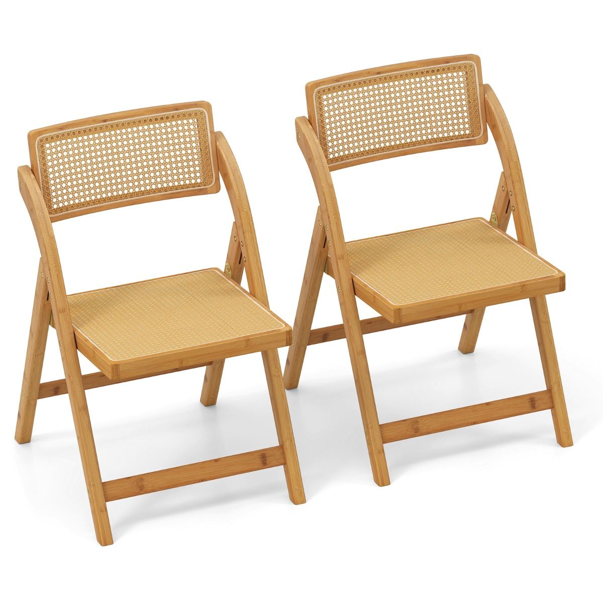 Coast Set van 2 Rotan Klapstoelen - 360° draaibare rugleuning - Inklapbaar - Naturel