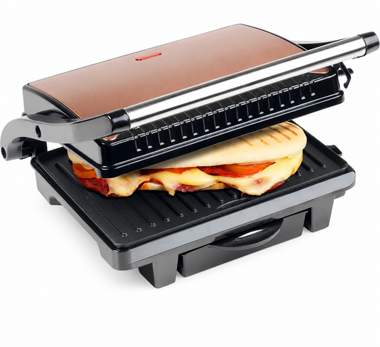 Bestron Contactgrill - ASW113CO - 1000W - Tosti apparaat - 25x17cm bakoppervlak - Koper