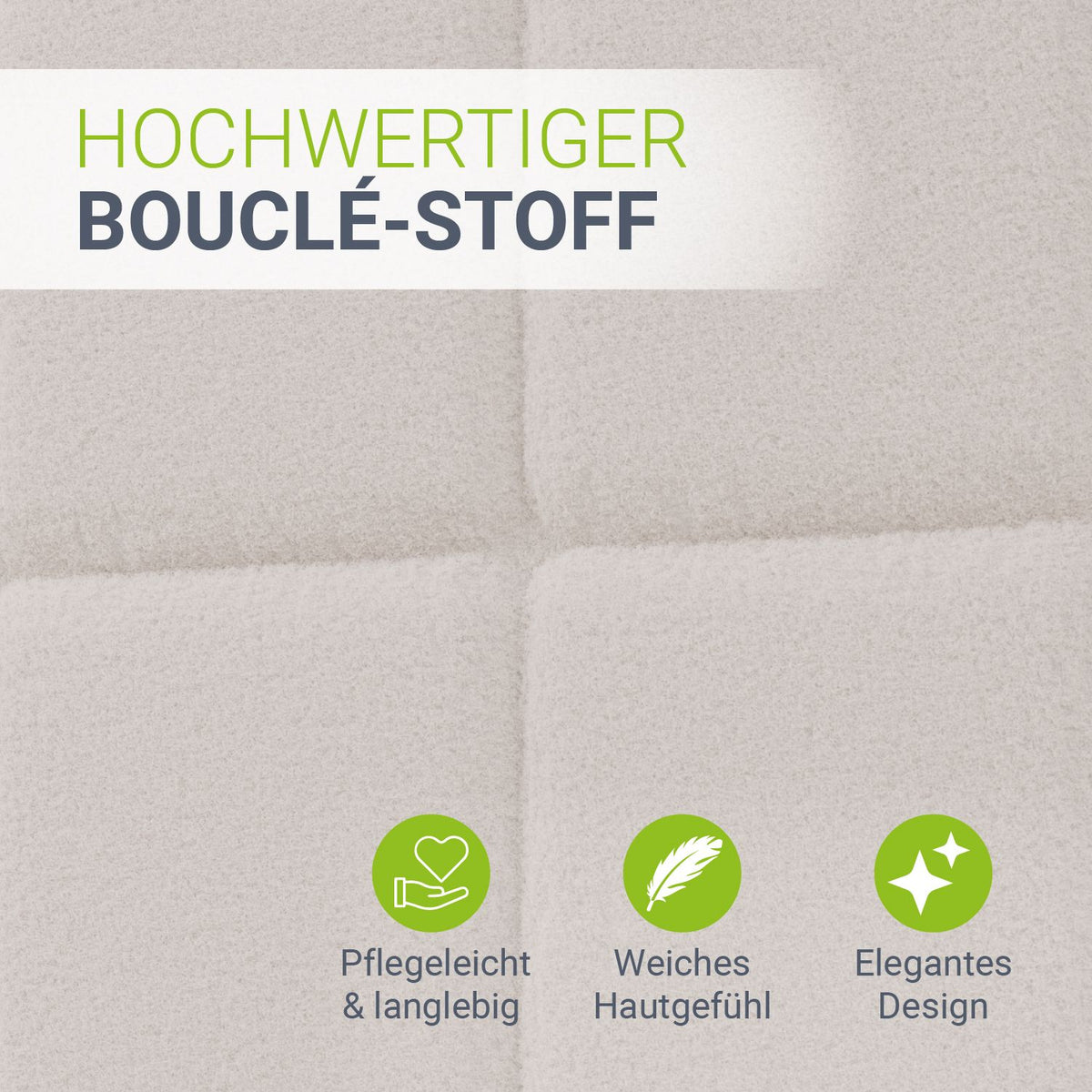 Juskys Polsterbett Florenz - 140x200 cm - Bouclé - Creme