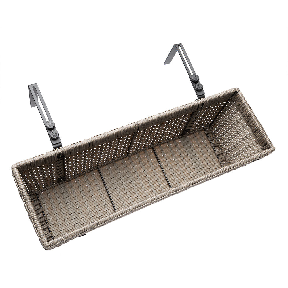 Casaria Polyrattan Bloembak - 2 Stuks Incl. Ophangbeugels - Beige