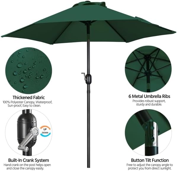 Yaheetech Tuinparasol 222,5 cm - Kantelbaar - Met Zwengel - Polyester - Waterdicht