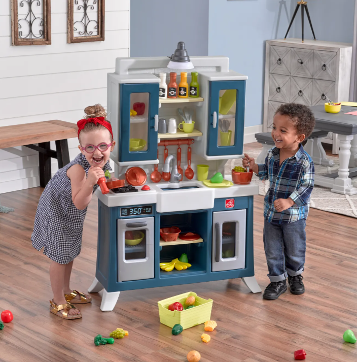 Step2 Modern Farmhouse Speelkeuken - Blauw/Wit/Grijs - 76,2 x 121,9 cm