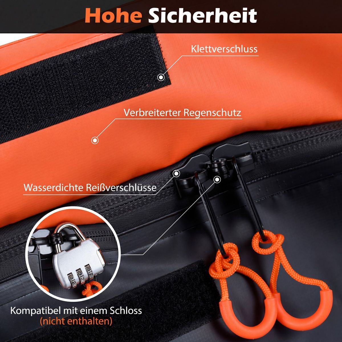 Coast Dakkoffer voor trekhaak - waterdicht - 550 liter - oranje/zwart