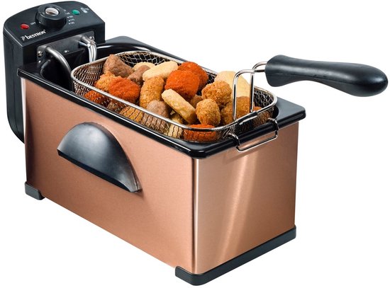 Bestron Frituurpan 3.5 liter - AF370CO - Friteuse 2000W - Kijkvenster - Koper