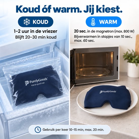 PurelyGoods® Migraine Masker 600 g - Coldpack met Diepvrieszak - Blauw